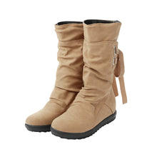 Big Size 39-42 Lace Up Short Boot Hidden Wedge Women Slip-on Riding Boot Mid-Calf botas Boots Shoes Woman SM6