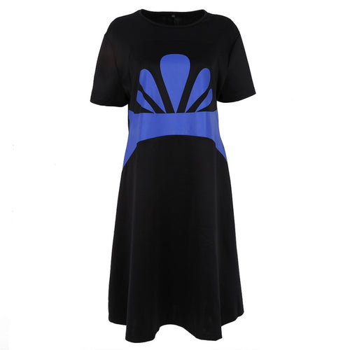 Big Size Women Clothes 6XL Dresses O-Neck Short Sleeve Knee-Length Fit and Flare Dresses Casual Clothing SM6