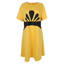 Big Size Women Clothes 6XL Dresses O-Neck Short Sleeve Knee-Length Fit and Flare Dresses Casual Clothing SM6