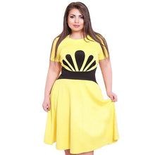 Big Size Women Clothes 6XL Dresses O-Neck Short Sleeve Knee-Length Fit and Flare Dresses Casual Clothing SM6