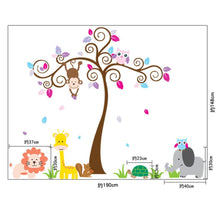 Big Tree Room Decor Owl Squirrel Monkey Home Decals Removable Vinyl Wall Sticker SM6