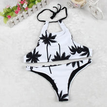 Bikinis Women Bandage Crop Top Printing Beach Coconut Tree Backless Halter Top Strappy Bralette Short Bustier Top#B721 SM6