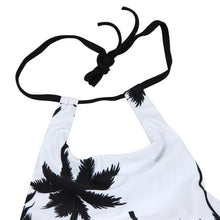 Bikinis Women Bandage Crop Top Printing Beach Coconut Tree Backless Halter Top Strappy Bralette Short Bustier Top#B721 SM6