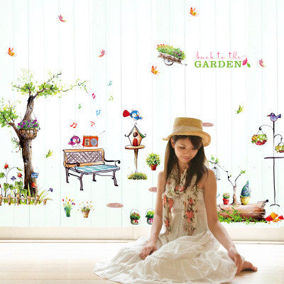 Birds and trees sitting room the household adornment of the bedroom wall stickers on the wall SM6