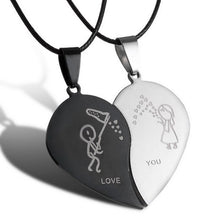 Black Cord Necklace Stainless Steel Engrave Love You Pendants Necklace Jewelry 2PCS Couple Broken Heart Choker Necklaces SM6