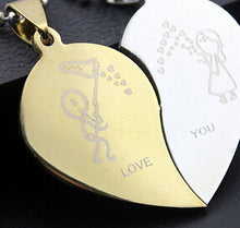 Black Cord Necklace Stainless Steel Engrave Love You Pendants Necklace Jewelry 2PCS Couple Broken Heart Choker Necklaces SM6