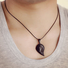 Black Cord Necklace Stainless Steel Engrave Love You Pendants Necklace Jewelry 2PCS Couple Broken Heart Choker Necklaces SM6