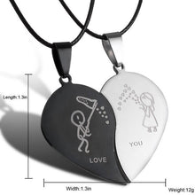Black Cord Necklace Stainless Steel Engrave Love You Pendants Necklace Jewelry 2PCS Couple Broken Heart Choker Necklaces SM6