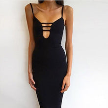 Black Dress Women Dress Sexy Spaghetti Strap Sleeveless Dresses Hollow Out Party Clubwear Vestidos#3546 SM6