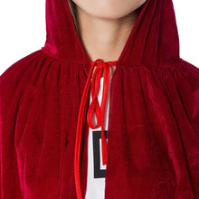 Black Halloween Costume Theater Prop Death Robe Red Velvet Hooded Gothic Hoody CloakSM6