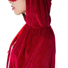 Black Halloween Costume Theater Prop Death Robe Red Velvet Hooded Gothic Hoody CloakSM6