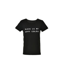 Black Is My Happy Color Letter Women Men Black O Neck Cotton T Shirts Printing Tee Black Tops Lady T-shirt SM6