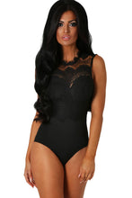 Black Lace Women Jumpers And Rompers High Neck Woman Outfits Cut Out Back Elegant Ladies Black Bodysuit Top  SM6