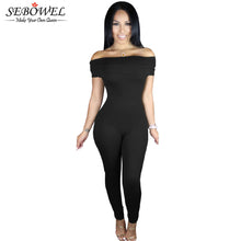 Black Off Shoulder Jumpsuit Long Pants Overalls For Rompers  Casual Bodycon  Jumpsuits 64052 SM6