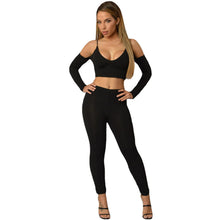 Black Off Shoulder Long Sleeve Jumpsuit Bodycon Sexy Club Jumpsuit Long Pants Two Piece Jumpsuit For Romper 62001 SM6
