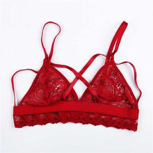 Black Red  Style Women Hollow Out Translucent Strappy Sheer Lace Crochet Bralette Cropped Feminino Tops Women  #23 SM6