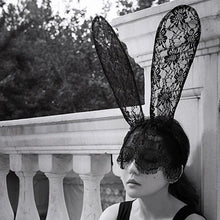 Black Sexy Bunny Long Ear Lace Bob Veil Mask Headband Headwrap Halloween Party Makeup Party #3546 SM6