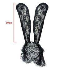 Black Sexy Bunny Long Ear Lace Bob Veil Mask Headband Headwrap Halloween Party Makeup Party #3546 SM6