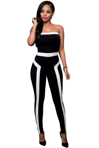 Black Strapless Romper Jumpsuit Long Pants Elegant Off Shoulder Party Bodycon Jumpsuit One Piece Jumpsuit Overalls SM6