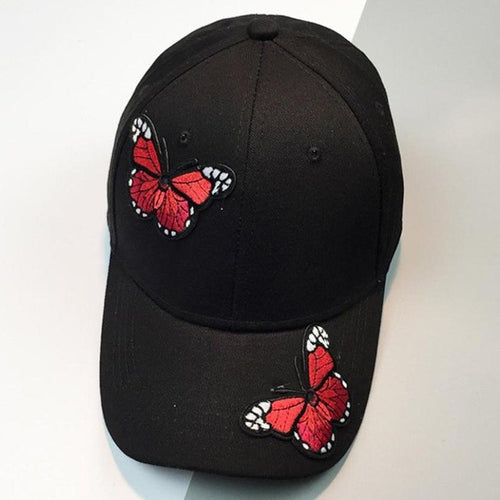 Black White Embroidery Butterfly Snapback Cap  New Fashion Cotton Adjustable Baseball Cap High quality Gorras Bone #01 SM6