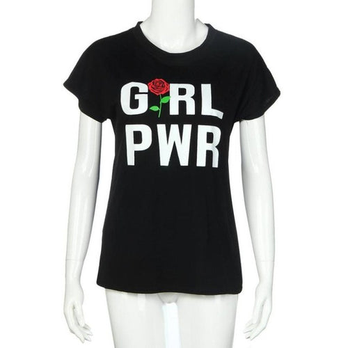 Black White Fashion  O Neck Short Sleeve T Shirts  New Arrivals Floral Rose Bottoming Casaul European Tee Tops #23 SM6