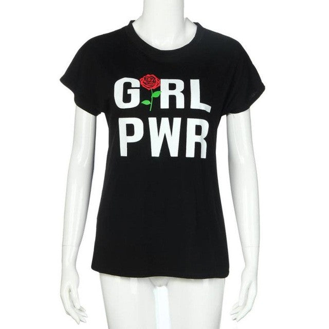 Black White Fashion  O Neck Short Sleeve T Shirts  New Arrivals Floral Rose Bottoming Casaul European Tee Tops #23 SM6