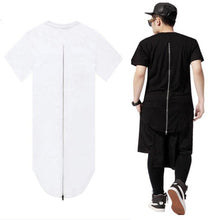 Black White T shirt XXL Long Back Zipper Streetwear Swag Man Hip Hop Skateboard T-shirt Top Tee Men Clothing SM6