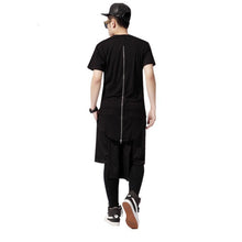 Black White T shirt XXL Long Back Zipper Streetwear Swag Man Hip Hop Skateboard T-shirt Top Tee Men Clothing SM6