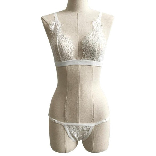 Black/Whtie Sexy Women Lingerie Corset Lace Bandage Crop Top + 1PC G-String Set  Crop Top  Camisole Femme #23 SM6