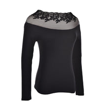 Black   white striped blouse Knitted women tops lace floral embroidery shirts long sleeve knitwear Women Formal Tops SM6