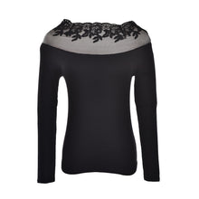 Black   white striped blouse Knitted women tops lace floral embroidery shirts long sleeve knitwear Women Formal Tops SM6