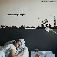 Black city silhouette creative combination sofa background adornment wall posts SM6