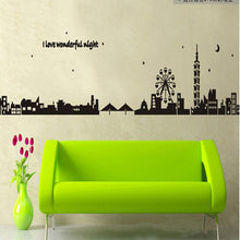 Black city silhouette creative combination sofa background adornment wall posts SM6