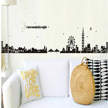 Black city silhouette creative combination sofa background adornment wall posts SM6