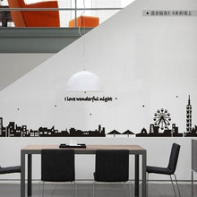 Black city silhouette creative combination sofa background adornment wall posts SM6