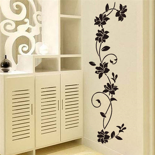 Black flower Vine Wall Stickers Refrigerator Window cupboard Home Decorations Diy Home Decals Art Mural Posters Home Decor SM6
