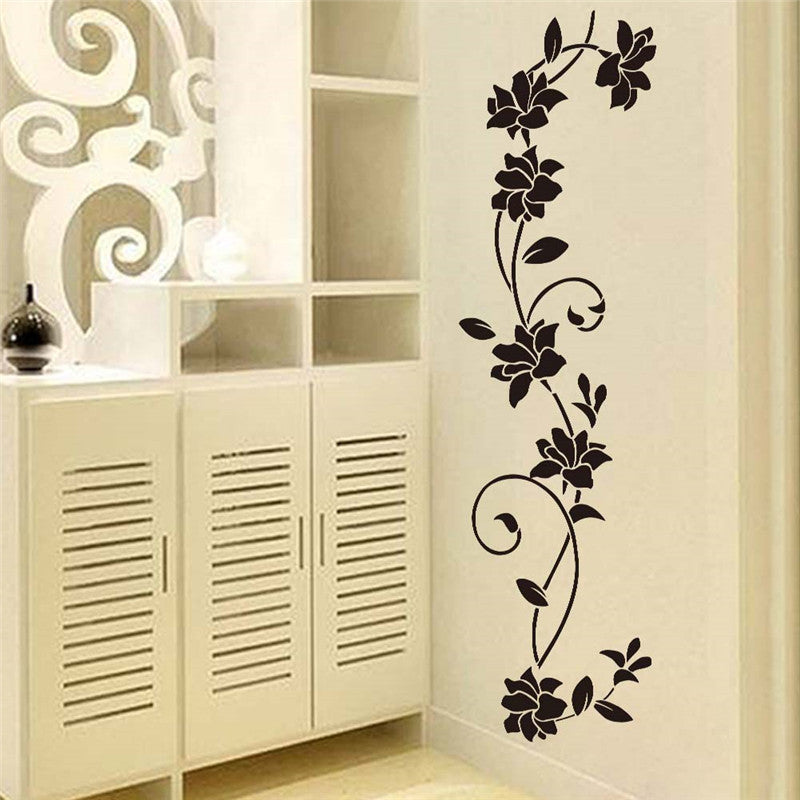 Black flower Vine Wall Stickers Refrigerator Window cupboard Home Decorations Diy Home Decals Art Mural Posters Home Decor SM6