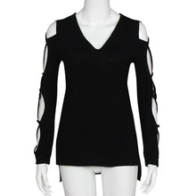 Blouse Plus Size 4XL Blouse Women Sexy Hollow Out Long Sleeve Casual Tops Cross Bandage Irregular Blouse Roupa Feminina#A909 SM6