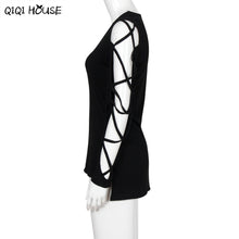 Blouse Plus Size 4XL Blouse Women Sexy Hollow Out Long Sleeve Casual Tops Cross Bandage Irregular Blouse Roupa Feminina#A909 SM6