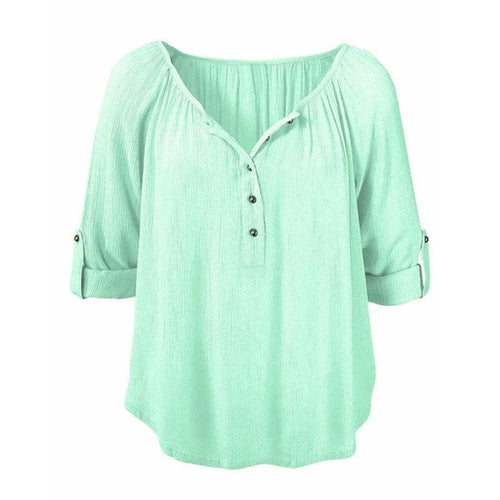 Blouse Women Fresh Mint Greed Long Sleeve Shirts Tops Chiffon Blouse Loose Casual Ladies Blouses Roupa Feminina#B805 SM6