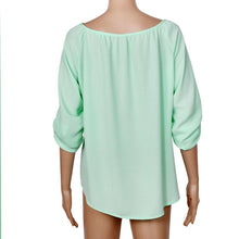 Blouse Women Fresh Mint Greed Long Sleeve Shirts Tops Chiffon Blouse Loose Casual Ladies Blouses Roupa Feminina#B805 SM6