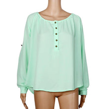 Blouse Women Fresh Mint Greed Long Sleeve Shirts Tops Chiffon Blouse Loose Casual Ladies Blouses Roupa Feminina#B805 SM6