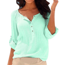 Blouse Women Fresh Mint Greed Long Sleeve Shirts Tops Chiffon Blouse Loose Casual Ladies Blouses Roupa Feminina#B805 SM6