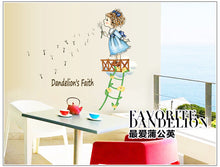Blow the dandelion girl children room of household adornment wall stickers on the wall SM6