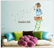Blow the dandelion girl children room of household adornment wall stickers on the wall SM6