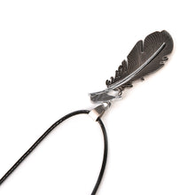 Blue Black Stainless Steel Feather Men Necklace PU Leather Rope Chain Pendant Necklace For Men Male Gifts SM6