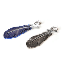 Blue Black Stainless Steel Feather Men Necklace PU Leather Rope Chain Pendant Necklace For Men Male Gifts SM6