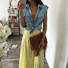 Blue Jean Denim Women Lady Tops Casual Sleeveless Blue Shirts Pocket Brief Tops Outwear Clothing Vest SM6