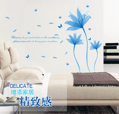 Blue dream flower can remove the wall stickers Bedroom, living room sofa decorative wall stickers in the background SM6