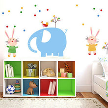 Blue elephant and lovely small rabbit the household adornment of children room wall stickers on the wall SM6